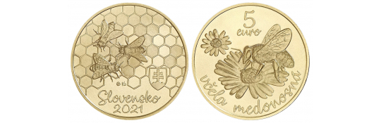 Issue day - €5 base metal collector coin Fauna and flora in Slovakia - The Honeybee