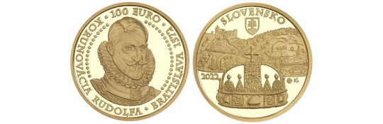 Issue day - €100 gold collector euro coin Bratislava coronations – 450th anniversary of the coronation of Rudolf