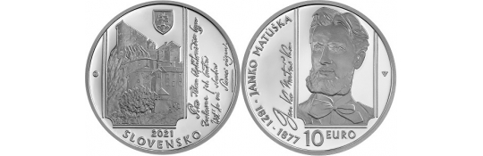 19.1.2021 - termín vydania 10 € striebornej zberateľskej euromince - Janko Matúška - 200. výročie narodenia
