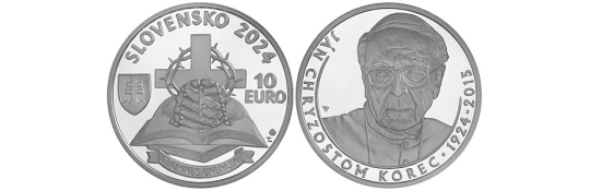 Pozvánka - predaj 10€ minca - Ján Chryzostom Korec - 100. výročie narodenia - 22.1.2024