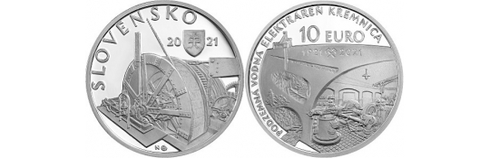 €10 silver collector euro coin - 100th anniversary of the underground hydroelectric power plant in Kremnica