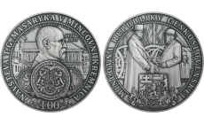Strieborná medaila - 100.výročie od návštevy prezidenta T.G.Masaryka v Mincovni Kremnica