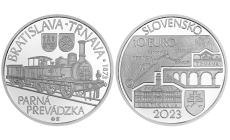 Strieborná minca 10€ (2023) BU - Spustenie parnej prevádzky na železničnej trati Bratislava-Trnava - 150.výročie