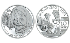 Strieborná minca10€ (2023) proof - Krista Bendová - 100.výročie narodenia