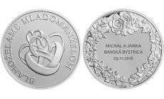 Strieborná medaila s personalizáciou - Uzavretie manželstva - verzia 2