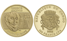 Zlatá minca 100 Francs CFA - Rituálne masky  regiónov sveta III. - Grécko