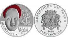 Minca Ag 20 Francs CFA Japonsko - Rituálne masky regiónov sveta 