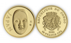 Zlatá minca 50 Francs CFA - Japonsko - Rituálne masky regiónov sveta 