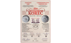 Pamätný list 10€ (2024) - Ján Chryzostom Korec - 100. výročie narodenia