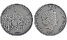 Strieborná minca 2 Dollars - Prvá križiacka výprava, rok 1096 - Bitky v dejinách sveta - Križiacke výpravy