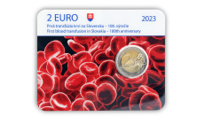 Zberateľská karta 2€ (2023) - Prvá transfúzia krvi na Slovensku - 100.výročie