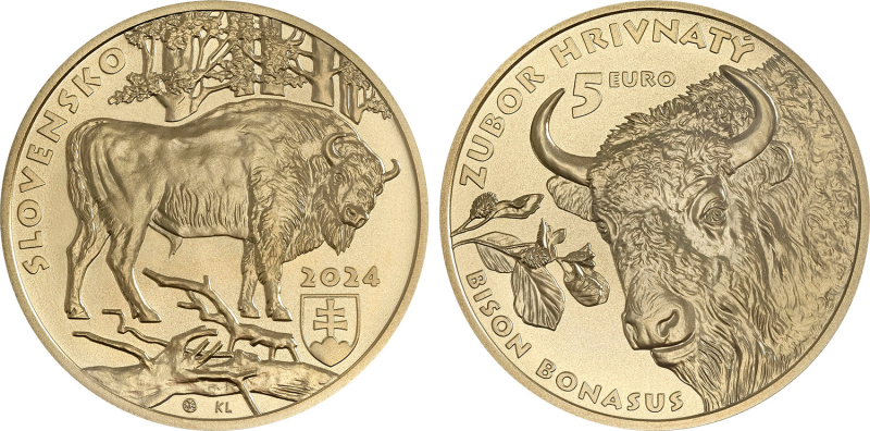 5€ minca - Fauna a flóra na Slovensku – zubor hrivnatý 5€ minca - Fauna a flóra na Slovensku – zubor hrivnatý