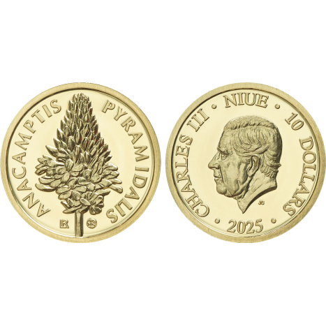 Minca zlatá 10 Dollars - Fauna a flóra - motív flóra - Červenohlav ihlanovitý