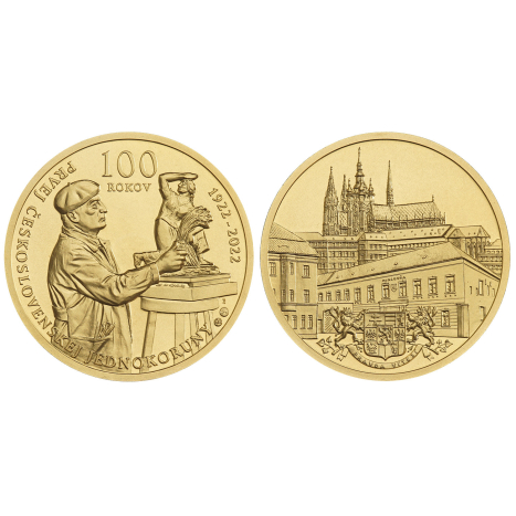 Zlatá medaila - 100.výročie začatia razby prvej československej jednokorunovej mince