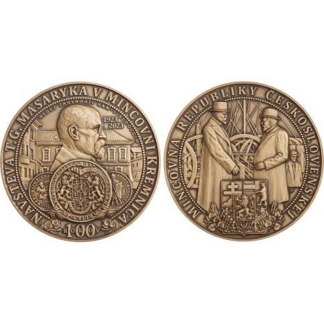 Mosadzná medaila BP - 100.výročie od návštevy predzidenta T.G.Masaryka v Mincovni Kremnica