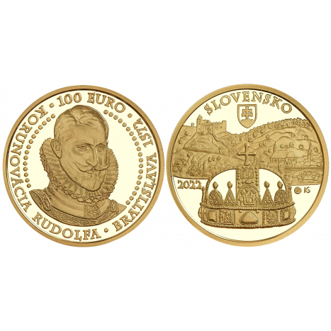 Zlatá minca Au 100€ - Bratislavské korunovácie - 450.výročie korunovácie Rudolfa