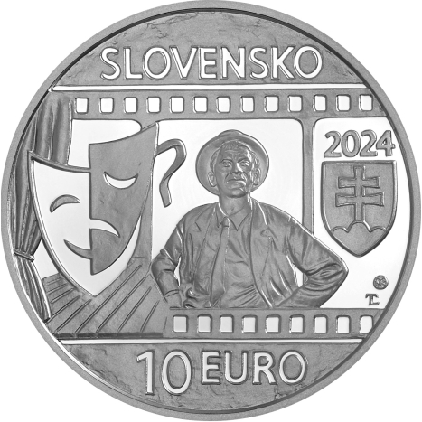 Strieborná minca 10€ (2024) proof - Jozef Kroner - 100.výročie narodenia