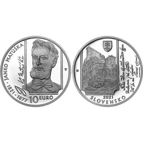 Minca Ag 10 €/2021 proof Janko Matúška - 200. výročie narodenia