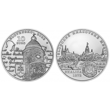Strieborná minca BU 10€ - Povýšenie Skalice na slobodné kráľovské mesto - 650.výročie