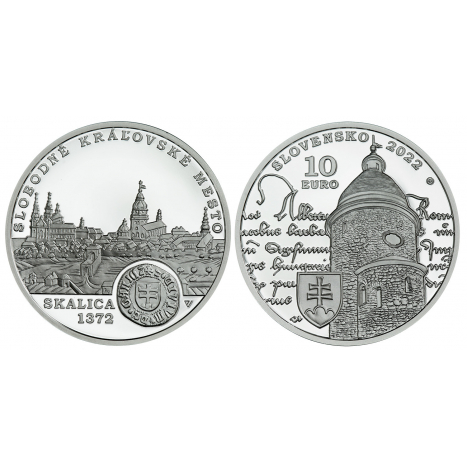 Strieborná minca 10€ proof - Povýšenie Skalice na slobodné kráľovské mesto - 650.výročie