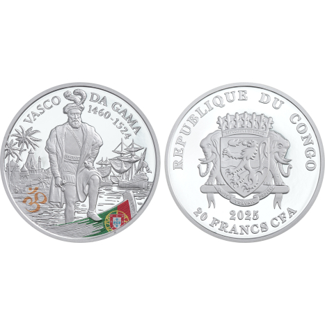 Minca strieborná (31,1g) - Svetoví moreplavci a objavitelia - Vasco da Gama