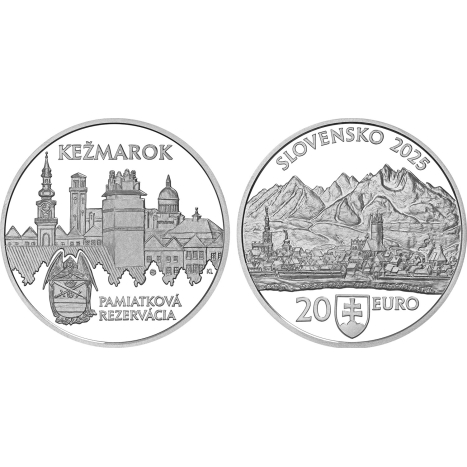 Strieborná minca 20€ (2025) proof - Pamiatková rezervácia Kežmarok