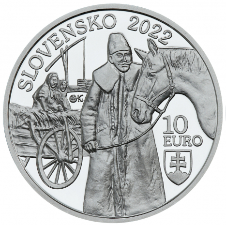 Strieborna minca 10€ 2022 proof averz - Začiatok osídľovania Kovačice Slovákmi - 220. výročie