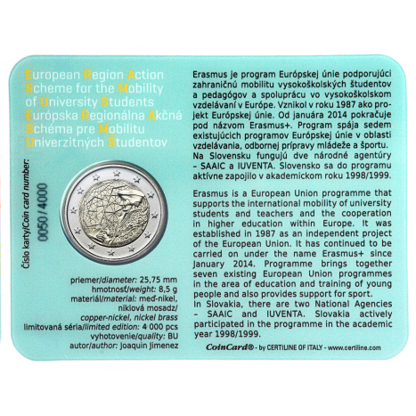 Zberateľská karta 2€/2022 - Erasmus program - 35.výročie