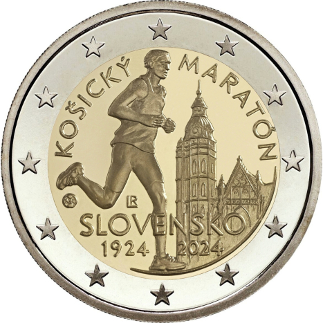 Pamätná minca 2€ (2024) - Medzinárodný maratónsky beh v Košiciach - 100.výročie založenia