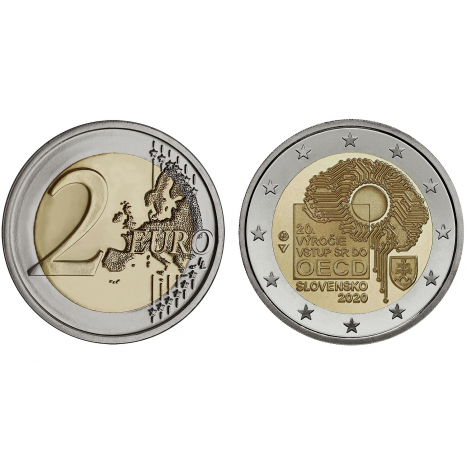 Pamätná minca 2€ (2020) "Vstup SR do OECD- 20.výročie"