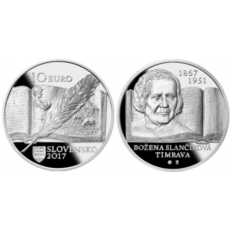 Minca Ag 10 €/2017 proof "Božena Slančíková-Timrava – 150. výročie narodenia"