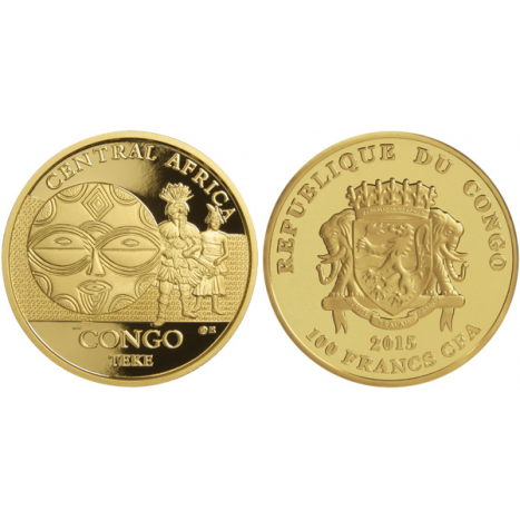 Coin gold 100 FRANCS CFA"Ritual masks of the world regions" - Kongo