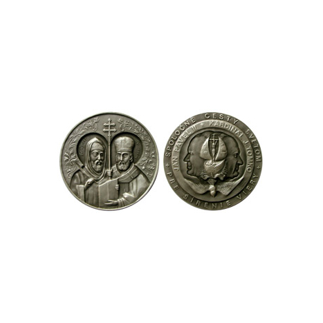 Brass Medal Cyril and Methodius (Silver Patinated) 40 mm