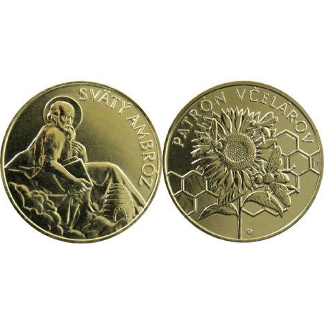 Medal BL (goldplated) - St. Ambróz - Patron Saint of beekeepers