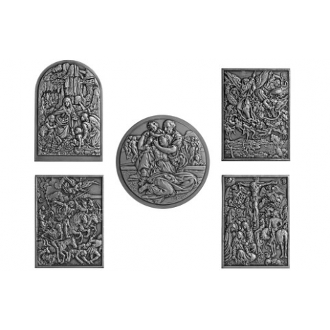 Set of silver plaques - Artworks of world famous artists I.