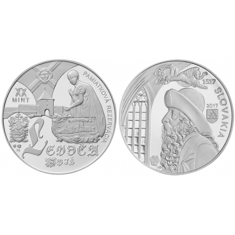 Medaily Ag - Nezrealizované motívy zberateľ.mincí - 20€ Pamiatková rezervácia Levoča