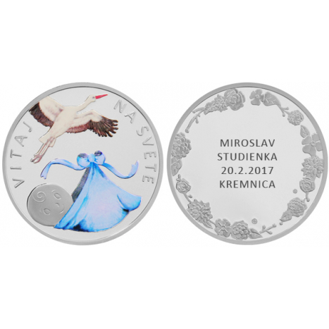 Medal Ag "Birth of a child 2" blue version personalized