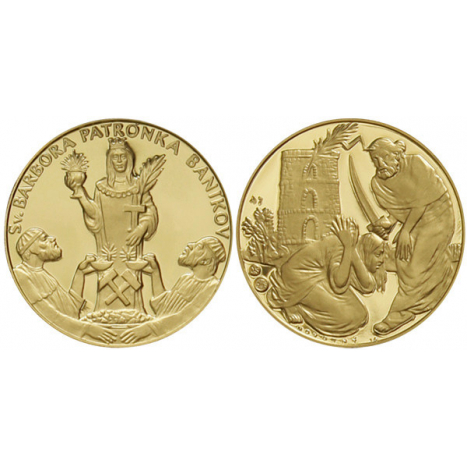 Gold medal St. - Barbora - Patron Saint of miners