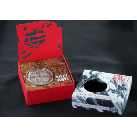 Strieborná minca 2 Dollars Bitka pri Termopylách z edície Bitky v dejinách sveta - obal