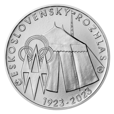 Minca strieborná 200 Kè (2023) BU - Zahájenie pravidelného vysielania Československého rozhlasu - averz