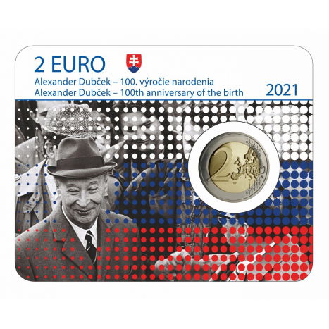 Zberateľská karta 2€ averz - Alexander Dubček - 100.výročie narodenia
