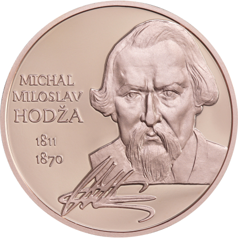 Strieborná medaila pokovená ružovým zlatom - Michal Miloslav Hodža - Štúrovci - averz