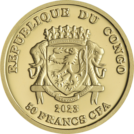 Zlatá minca - 50 Francs CFA - India - Rituálne masky regiónov sveta III.