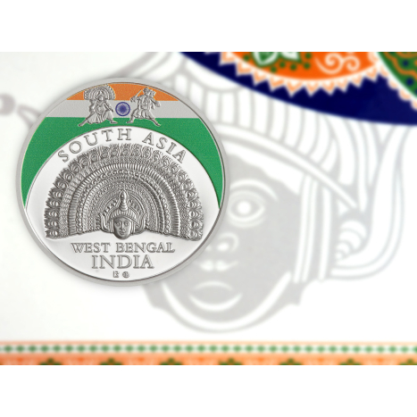 Strieborná minca 20 Francs CFA - India - Rituálne masky regiónov sveta III.