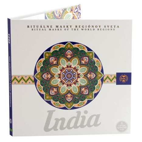 Strieborná minca 20 Francs CFA - India - Rituálne masky regiónov sveta III. obal