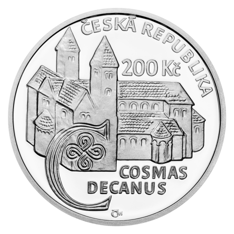 Strieborná minca 200 Kč (2025) proof - Kronikár Kosmas