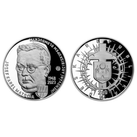 Strieborná minca 200 Kč (2023) proof - Jozef Karel Matocha menovaný arcibiskupom olomouckým