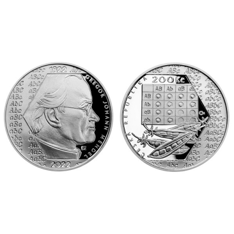 Silver coin 200 Kč/2022 proof Gregor Mendel