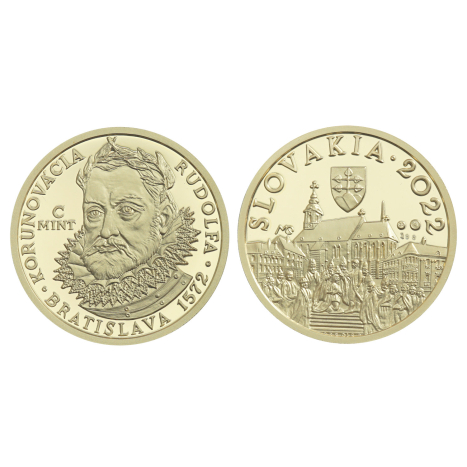 Strieborná medaila - Nezrealizované motívy zberateľských mincí- 100€ - Bratislavské korunovácie - 450.výročie korunovácie Rudolfa