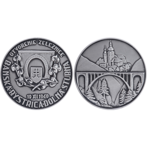 Strieborná medaila SP - otvorenie železnice Banská Bystrica - Dolná Štubňa, 19.XII.1940